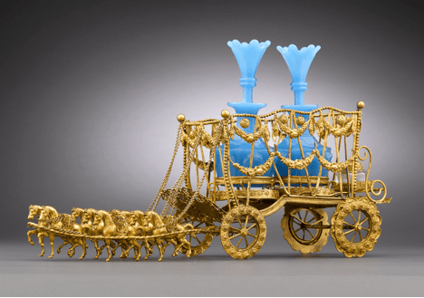 Luxury Home: Add Luxury Sparkle and Shine to your Fine Table with Stunning Antiques 8 Blue Opaline an Dore Bronze Carriage Liqueur rau Luxury Home: Add Luxury Sparkle and Shine to your Fine Table with Stunning Antiques - EAT LOVE SAVOR International Luxury Lifestyle Magazine